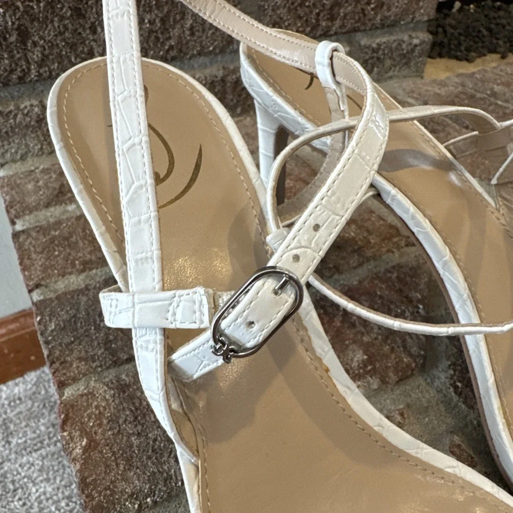 Sam Edelman Doran Strappy Sandal‎ Ivory Cream White Croc Women Size 11 #149